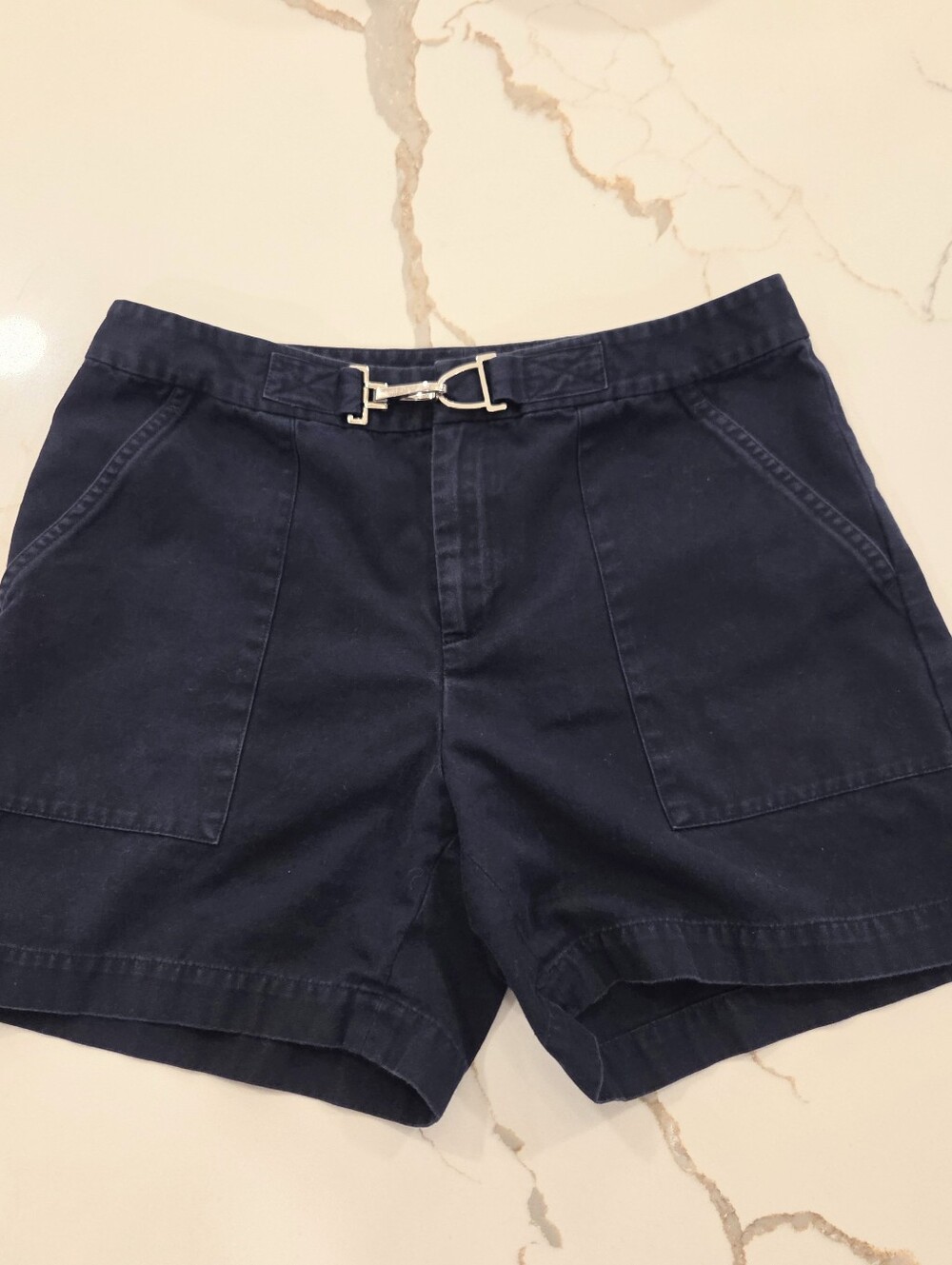 Lauren Ralph Lauren Navy Equestrian Shorts 6P Buckle Preppy Coastal Nautical